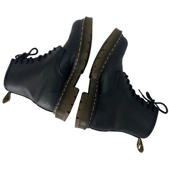 Dr. Martens Air Wair Black Leather Lace Up Ankle Combat Cushioned Boots US 6 New - Picture 6 of 10